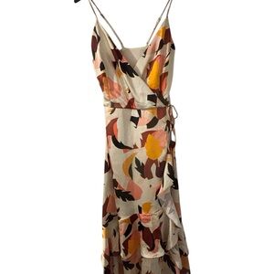 Nine West Spaghetti Strap Black &  Tan Abstract Floral Dress, Size Size XL